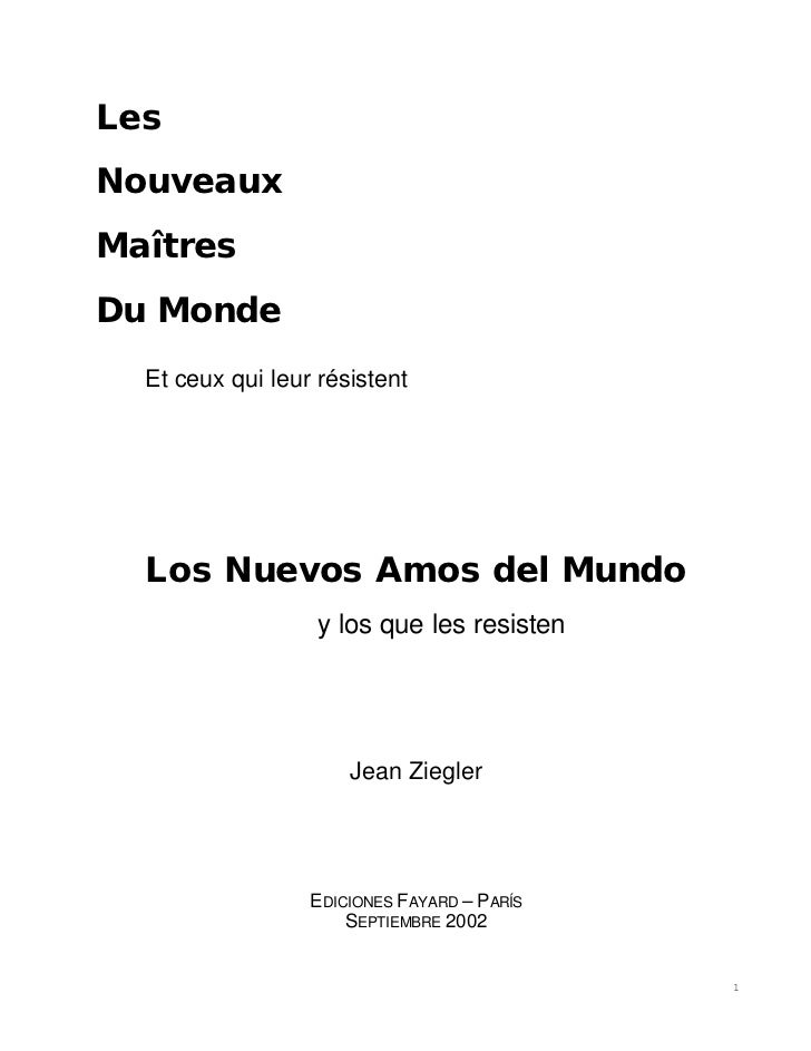 los nuevos amos del mundo ziegler